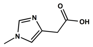 Struktur der Methylimidazolessigsäure.